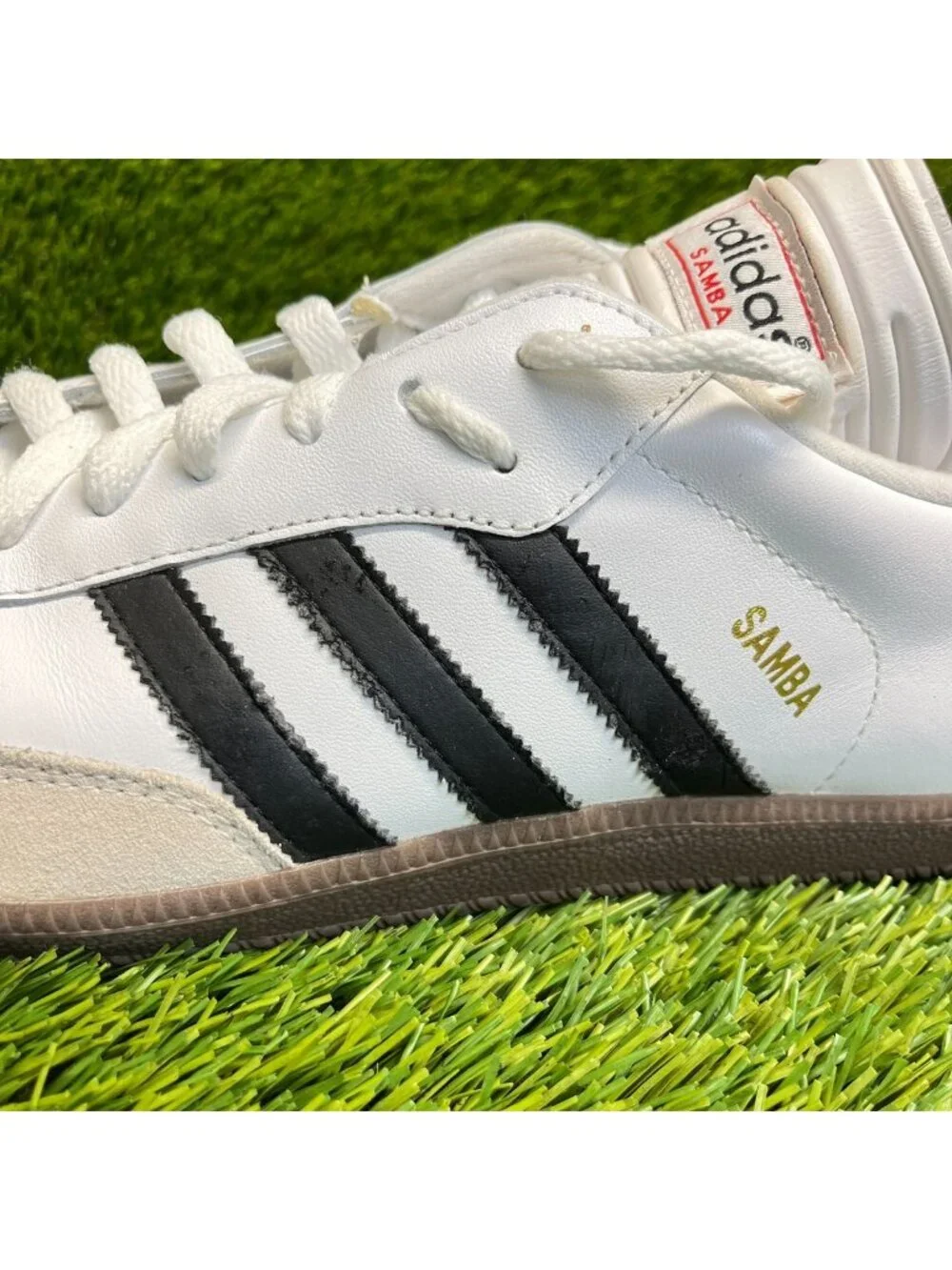 Adidas Samba Classic Mens Size 13 White Black Athletic Leather Shoes Sneakers